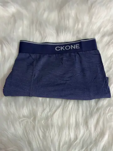 CK ONE Men's Solid Boxer Briefs – Heather Navy Blue – Black with Gold Elastic Band