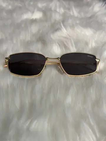 Fendi Slim Gold Metal Rectangle Sunglasses – Dark Smoke Lens