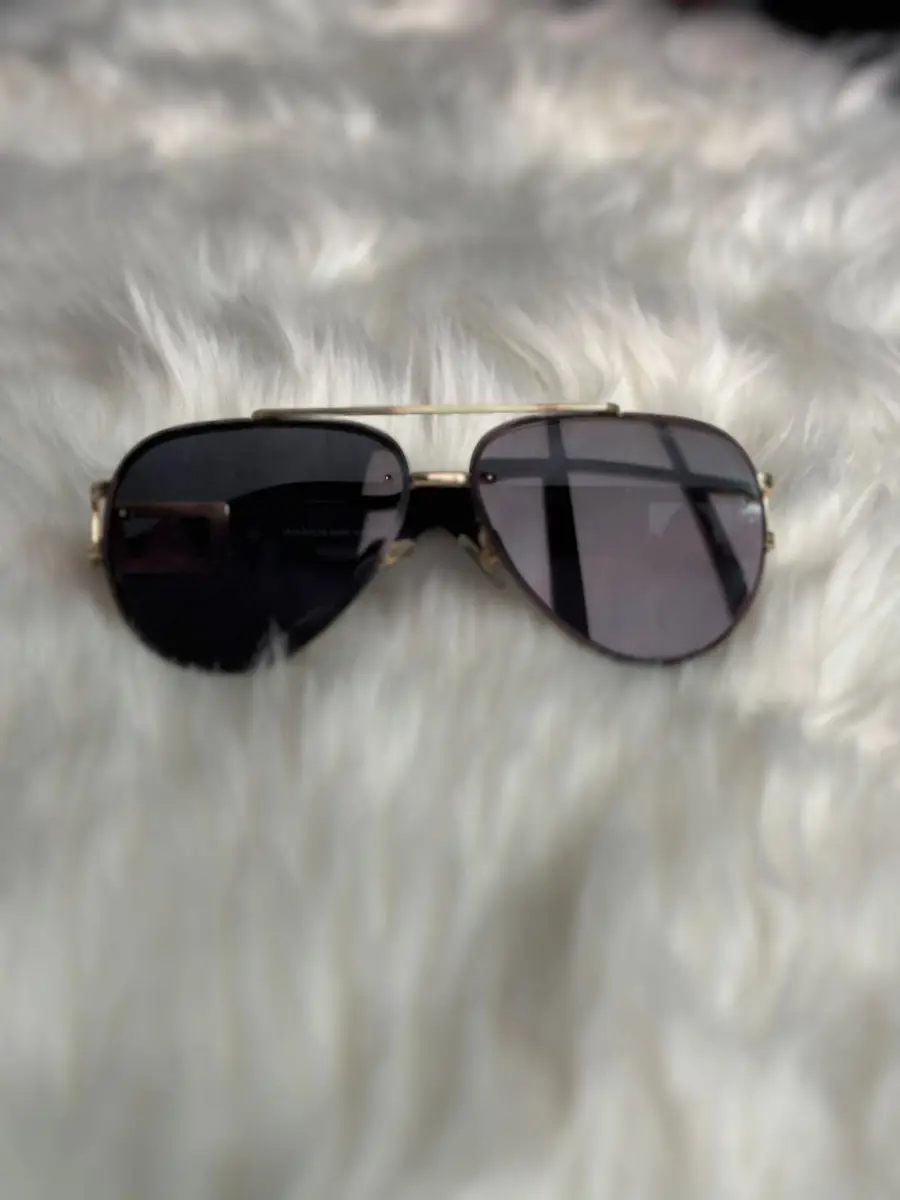 Classic Gold Top-Bar Rimless Teardrop Aviator Sunglasses – Dark Smoke Lens