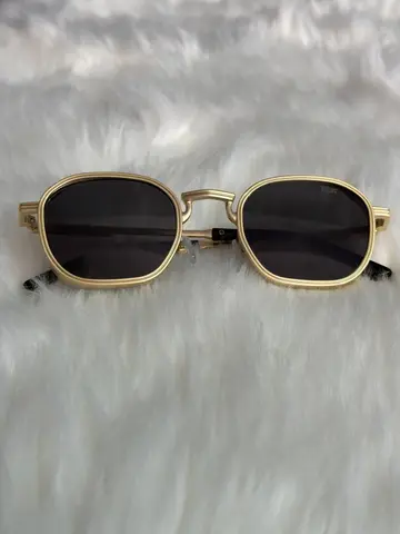 Dior Gold Thick-Rim Oval Sunglasses – Dark Grey Lens