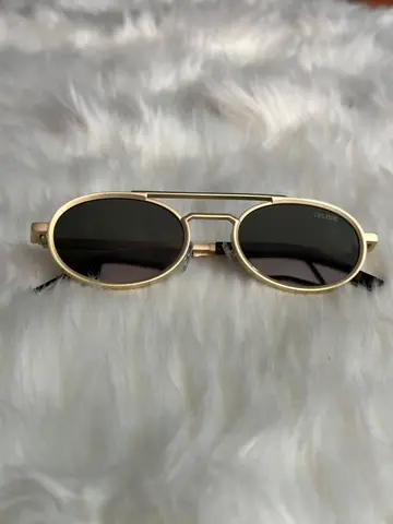 Celine Gold Double-Bridge Oval Sunglasses – Dark Grey Lens