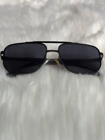 Classic Matte Black Double-Bridge Square Aviator Sunglasses – Dark Tint Lens