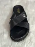 Versace Men's Black Leather Cross-Strap Medusa Sandals