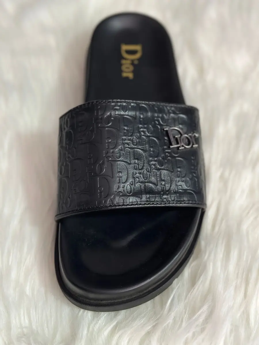 Christian Dior Men's Black Oblique Embossed Leather