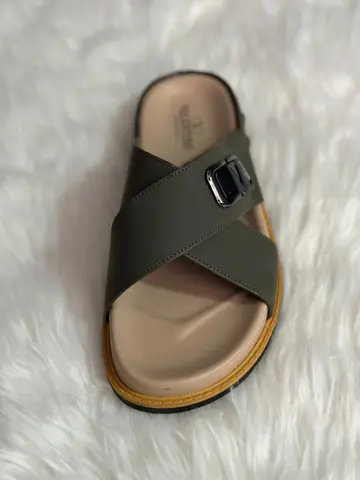 Valentino Garavani Men's Olive Green Leather Cross-Strap Buckle Sandals