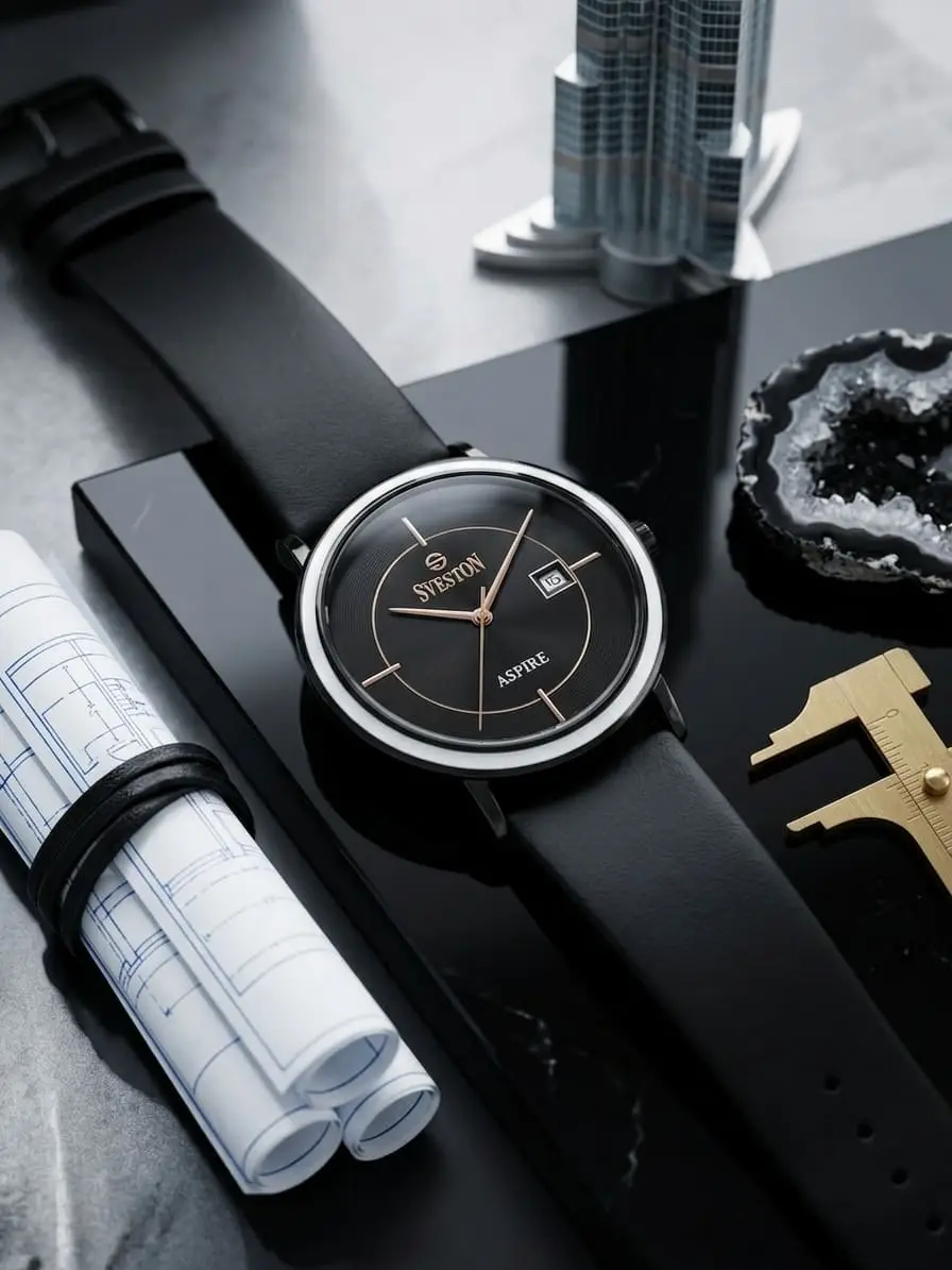 SVESTON Aspire Black & White Minimalist Men's Quartz Watch