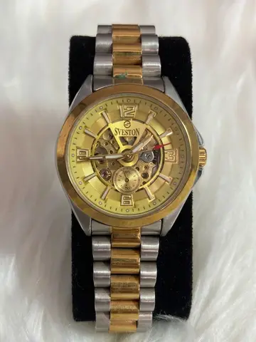 SVESTON Men's Two-Tone Skeleton Dial Stainless Steel Watch