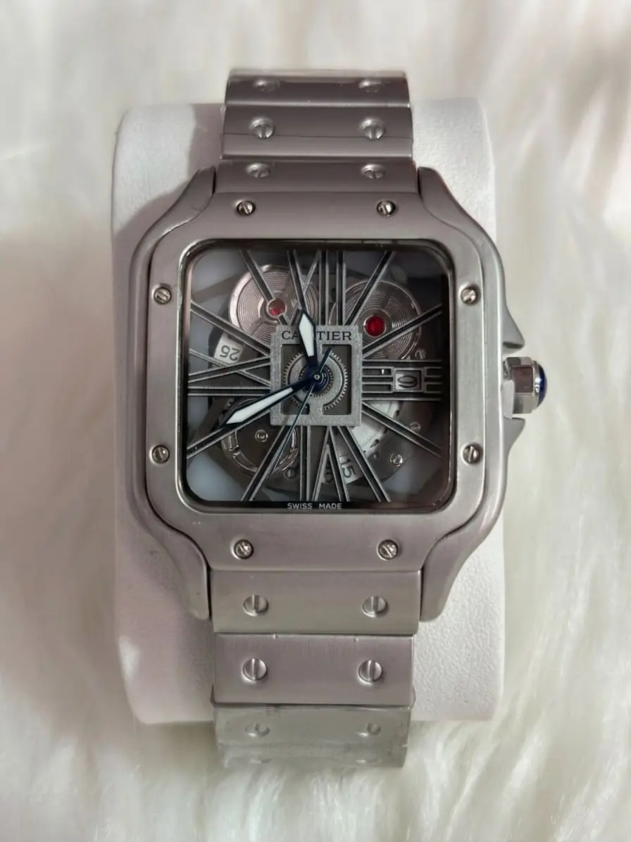 CARTIER Santos De Cartier Skeleton Men's Automatic Stainless Steel Watch